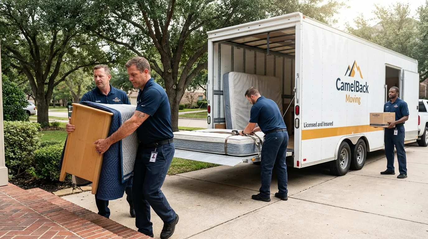 Crew loading residential truck for cross-state move from Grand Marais, MN