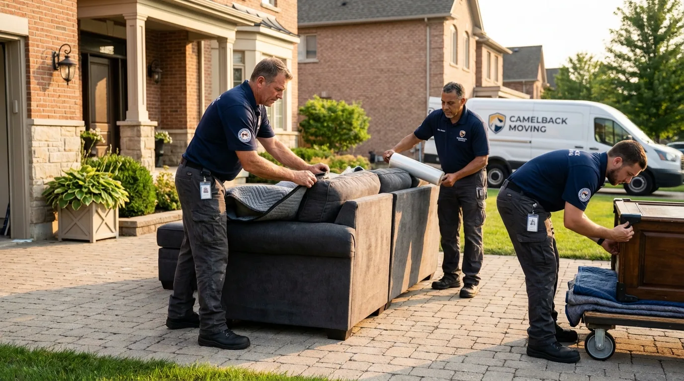 Large estate moving crew wrapping furniture in Grand Marais, MN
