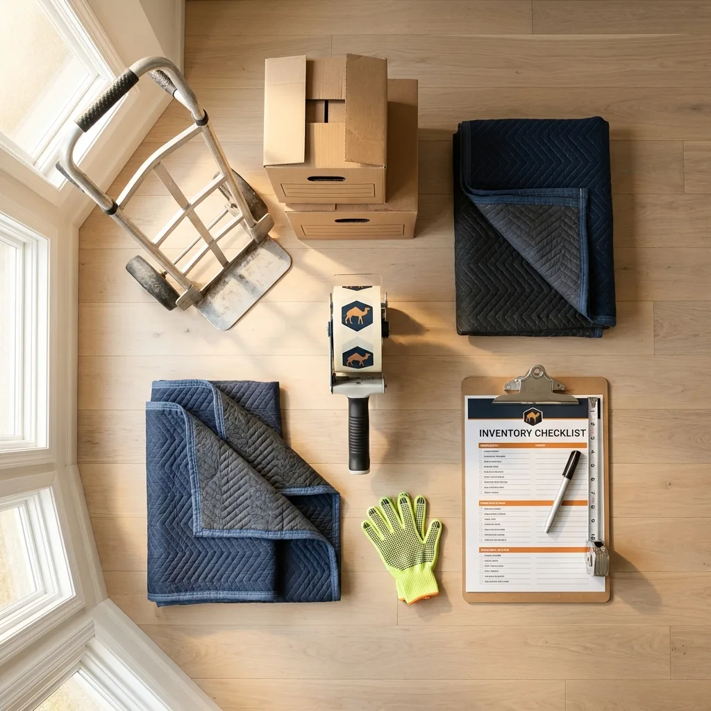 Professional moving supplies and packing materials layout for Grand Marais residential relocations